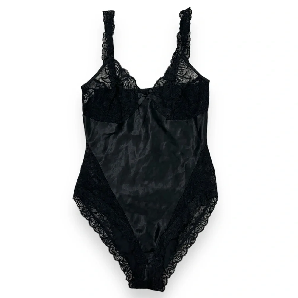 ST. MICHAEL Black Lace Bodysuit VINTAGE